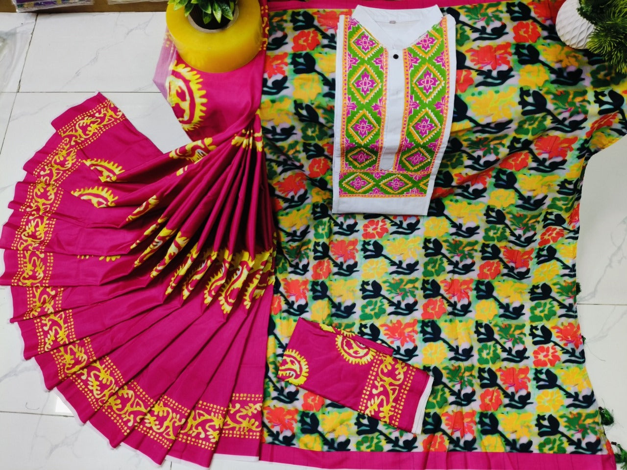 đ¤đ Sharee Panjabi Couple with Blouse Piece đ¤đ