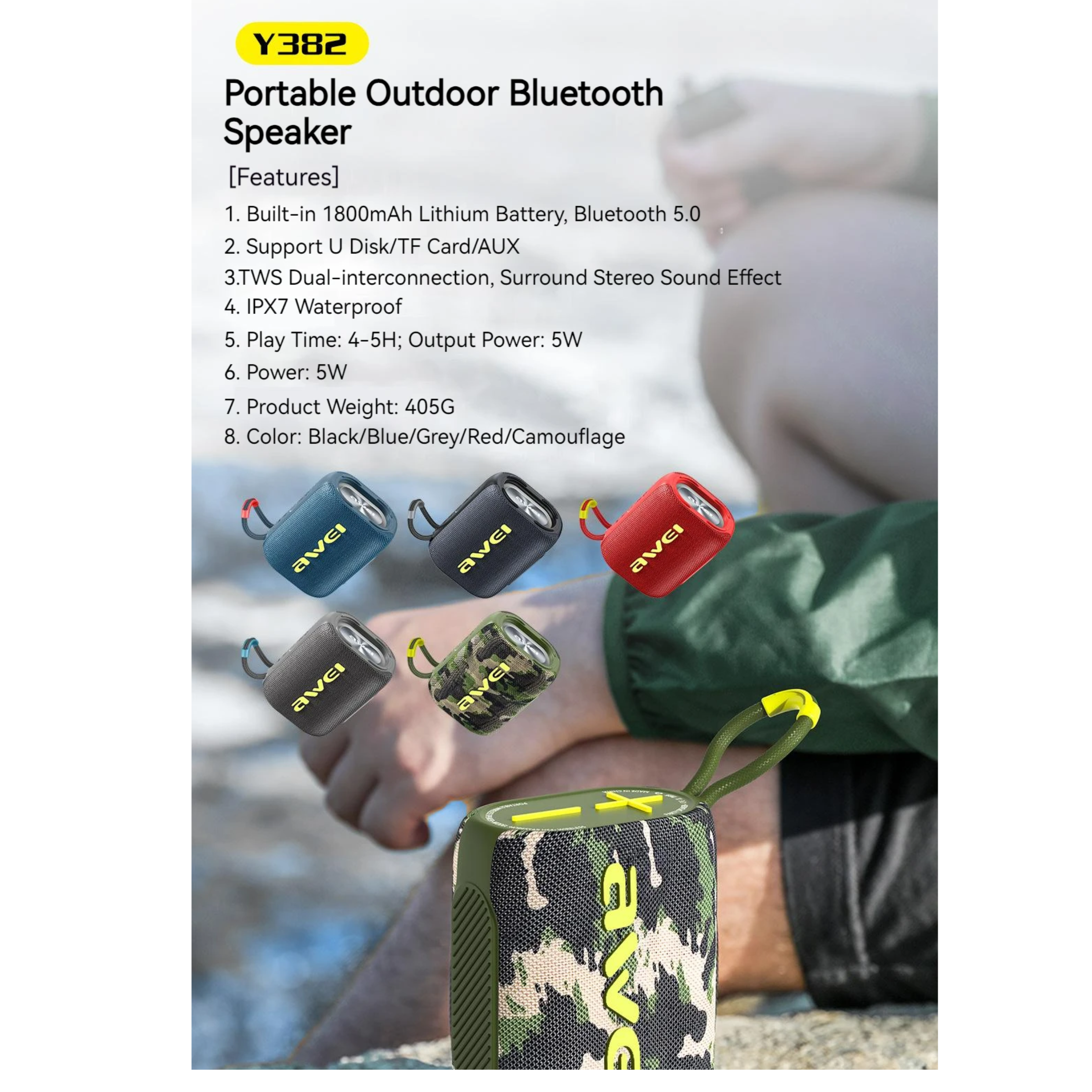 đ¤đ Awei Y382 Portable Bluetooth Speaker IPX7 Six month warrenty đ¤đ