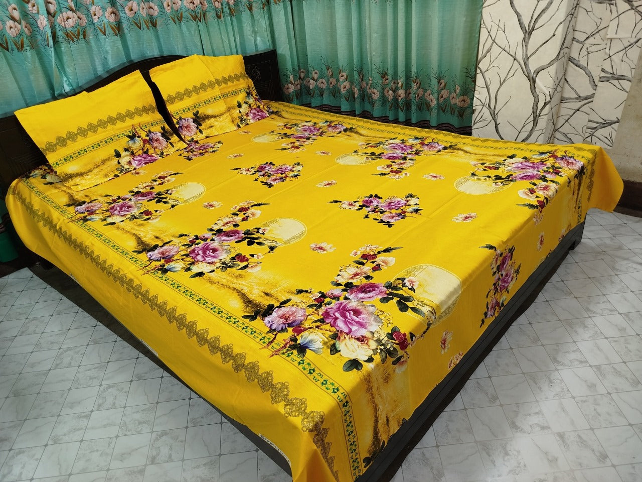 🤍💖 King Size Full cotton fabric Panel Bedsheet 🤍💖