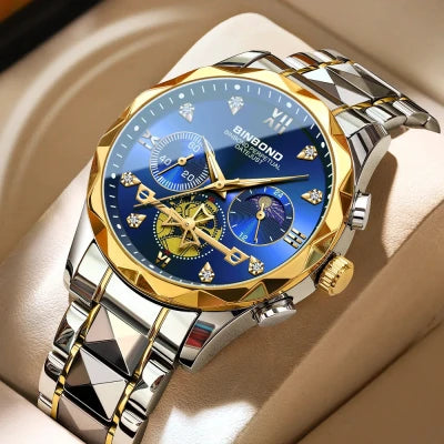 đ¤đ BINBOND B3982 New Style Silver Men Quartz Watch Authentic Stainless Steel Band Date Display Dials Decoration Watch đ¤đ