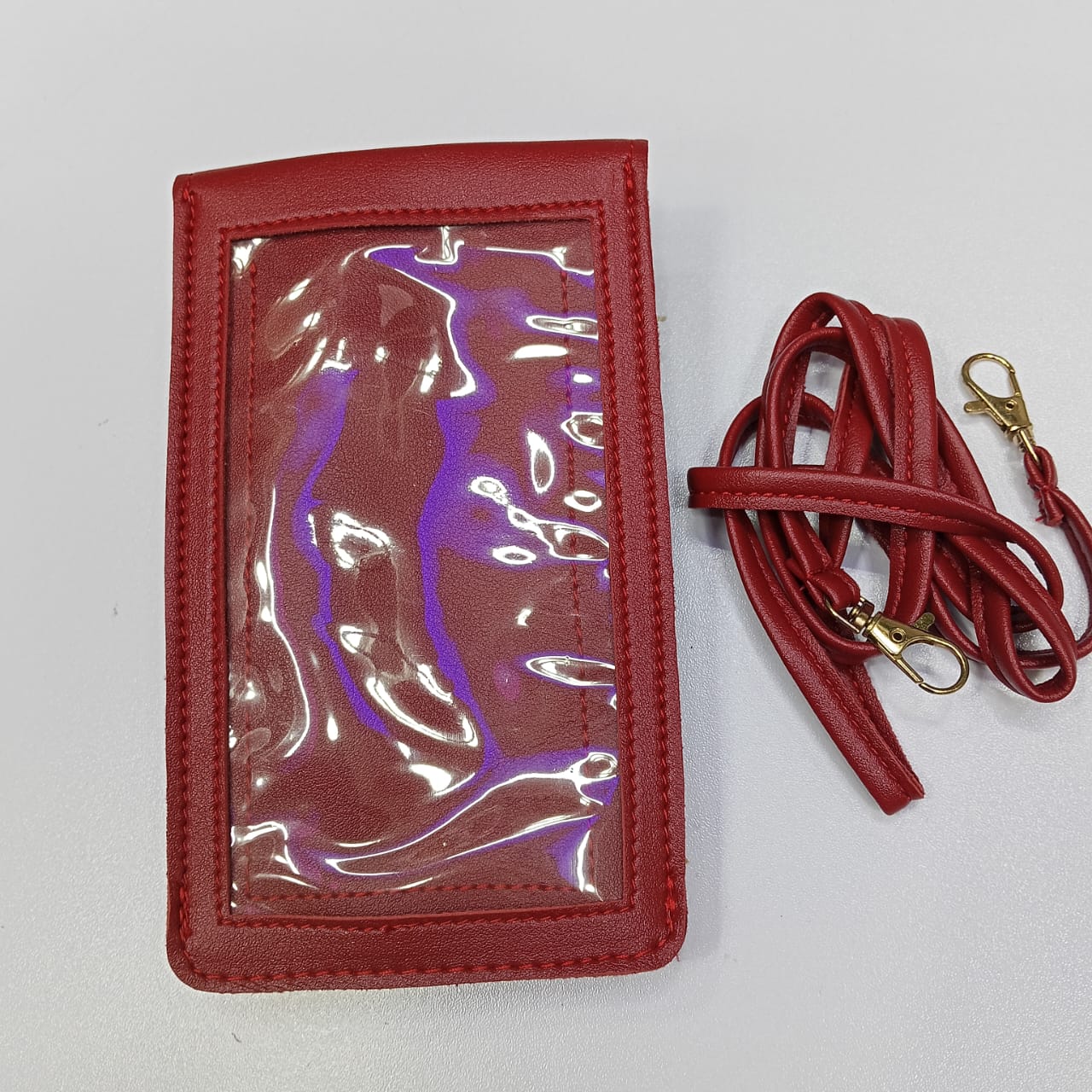 🤍💖 Women's PU Leather Phone Holder With Neck Strap Wallets Touch Screen Bags (Red) 🤍💖