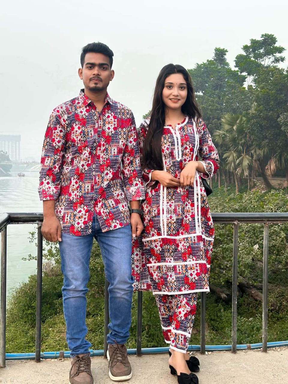 🤍💖 শার্ট এন্ড টু পিস কাপল সেট 🤍💖