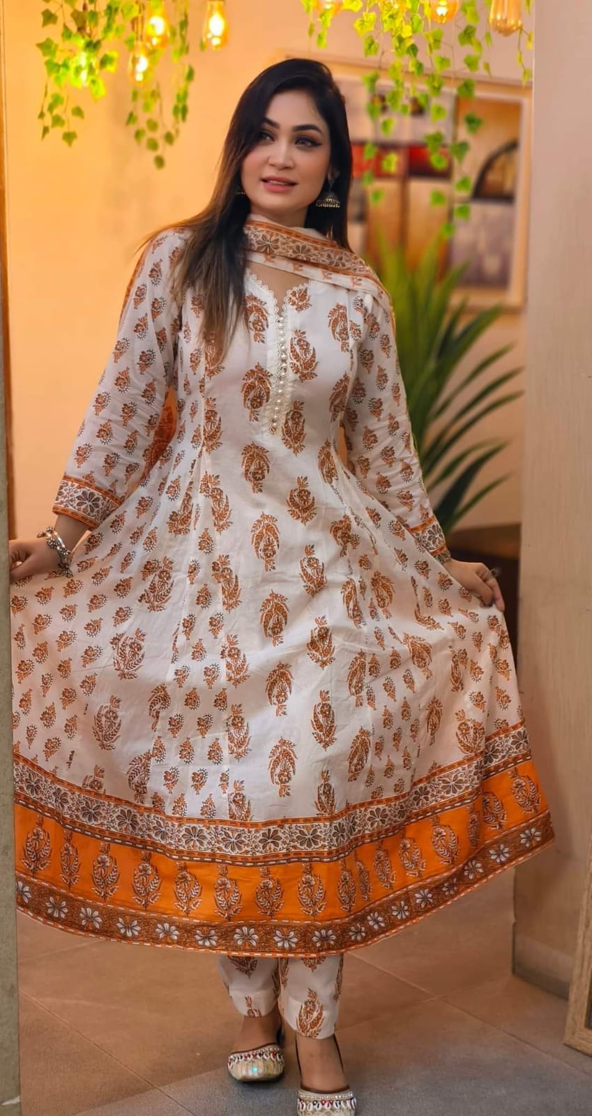 🤍💖 সুতি কাপড়ের গ্রাউন্ড/গোল থ্রি পিস 🤍💖