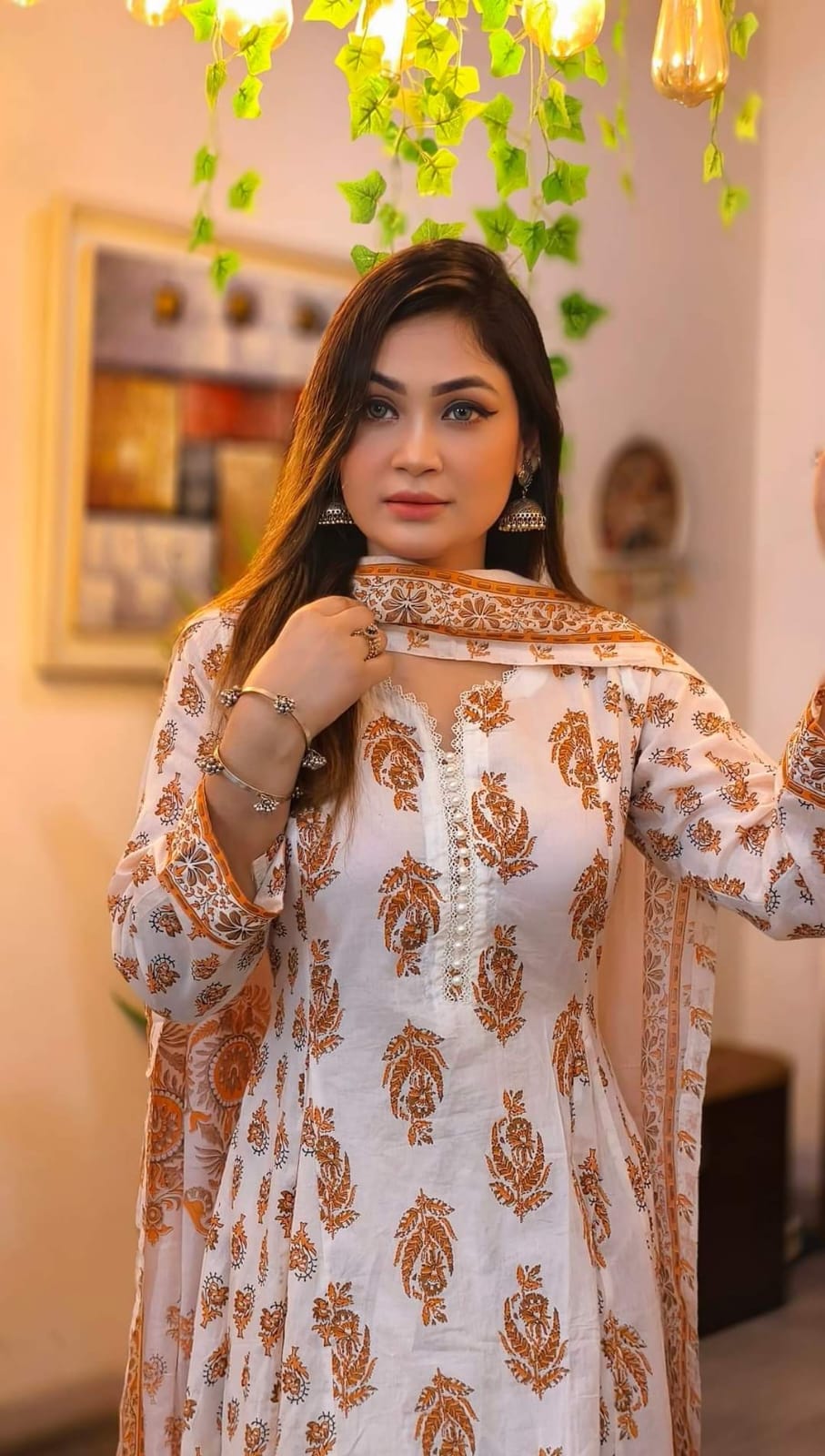 🤍💖 সুতি কাপড়ের গ্রাউন্ড/গোল থ্রি পিস 🤍💖
