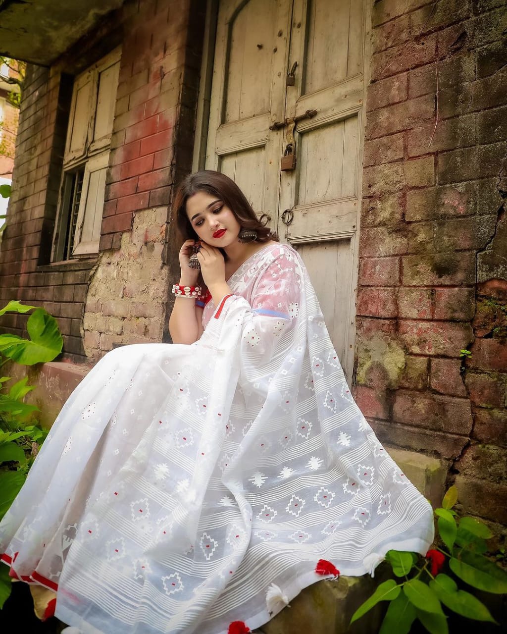 🤍💖 Half Silk Sharee with Blouse 🤍💖