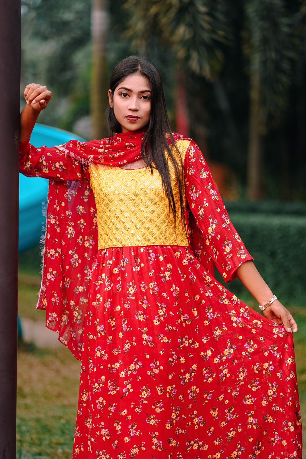 🤍💖 China Georgette Gown Three Piece 🤍💖