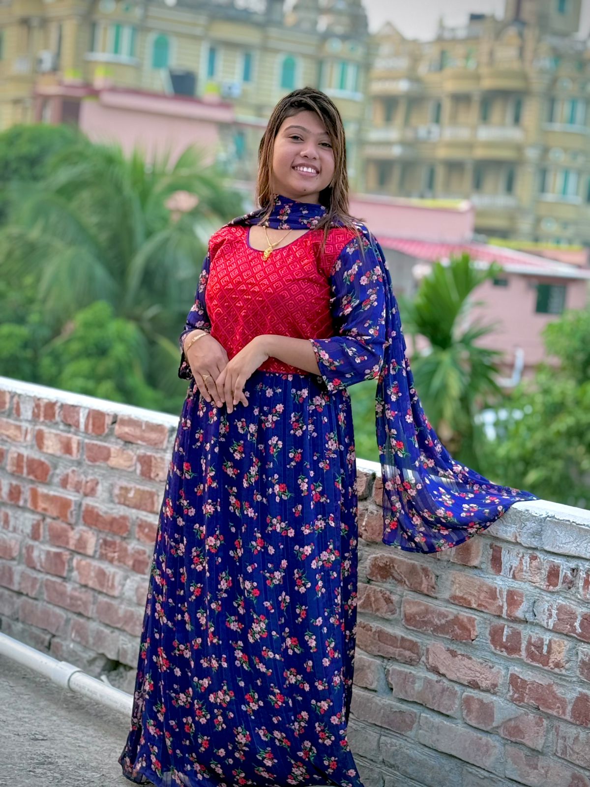 🤍💖 China Georgette Gown Three Piece 🤍💖