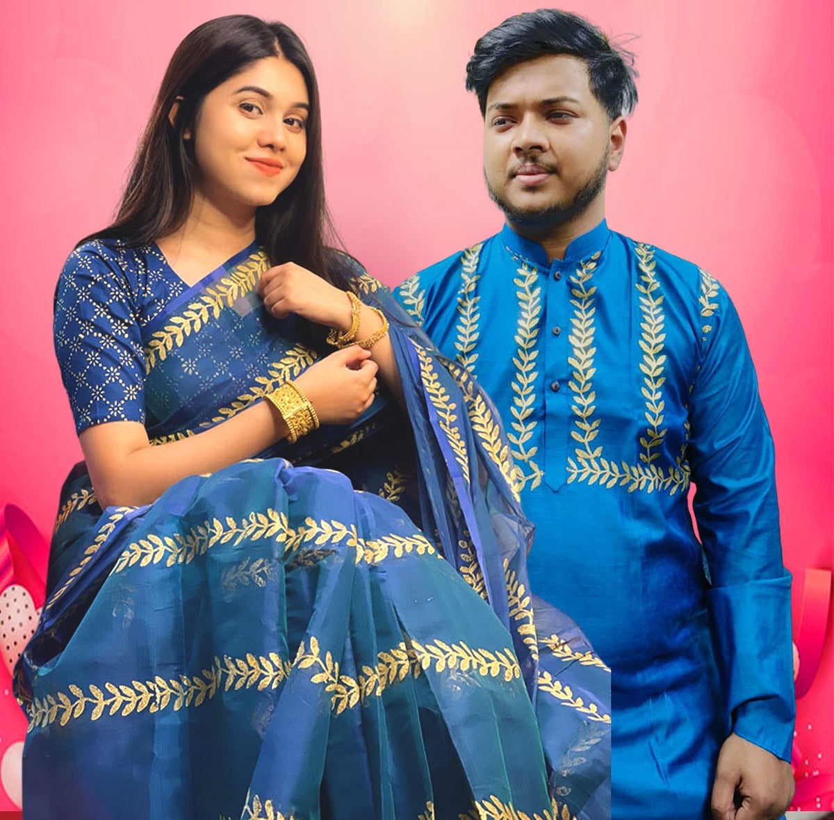 🤍💖 Sharee Panjabi Couple with Blouse Piece 🤍💖