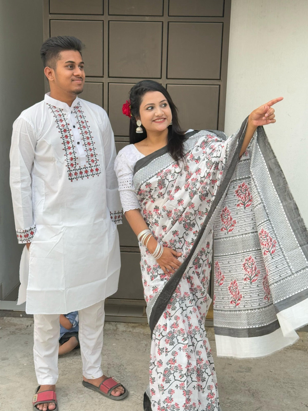 🤍💖 Sharee Panjabi Couple Set 🤍💖