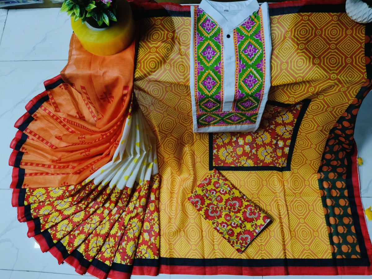 🤍💖 Sharee Panjabi Couple with Blouse Piece 🤍💖