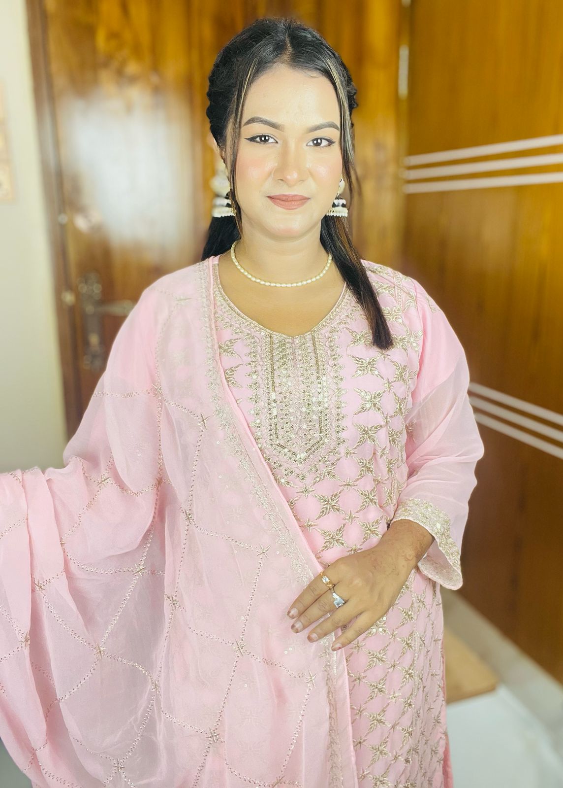 🤍💖🥀 Georgette Embroidery Three Piece🕊️🤍💖