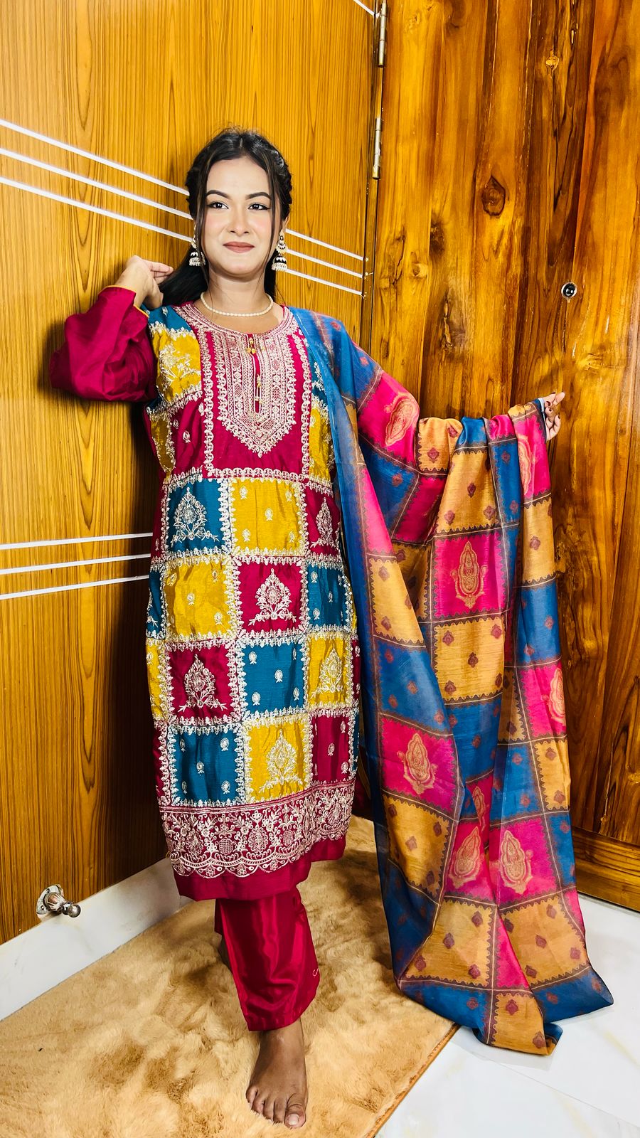 🤍💖🥀 Georgette Embroidery Three Piece🕊️🤍💖