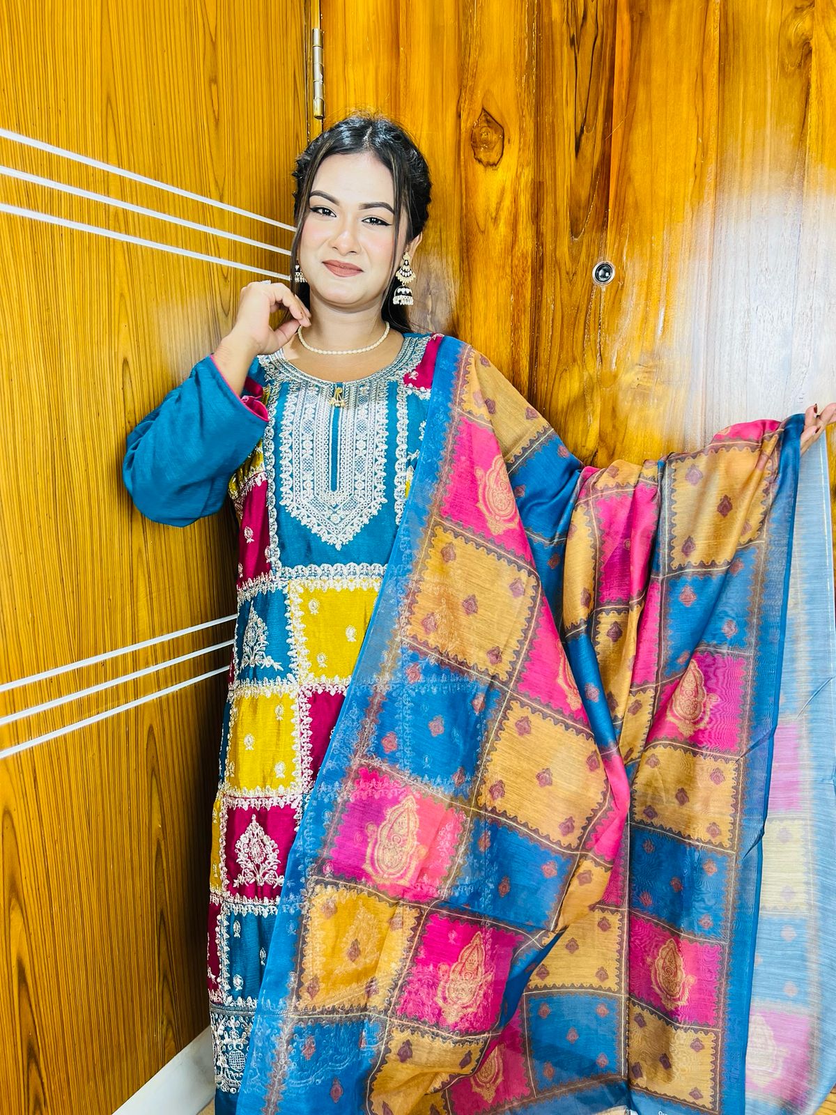 🤍💖🥀 Georgette Embroidery Three Piece🕊️🤍💖