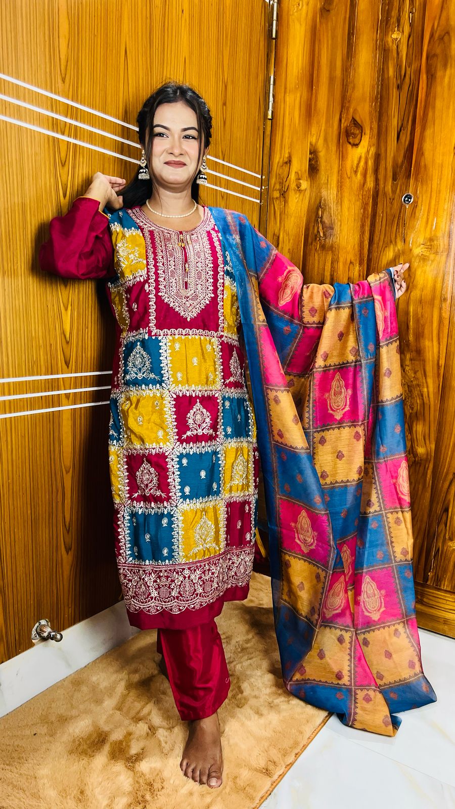 🤍💖🥀 Georgette Embroidery Three Piece🕊️🤍💖