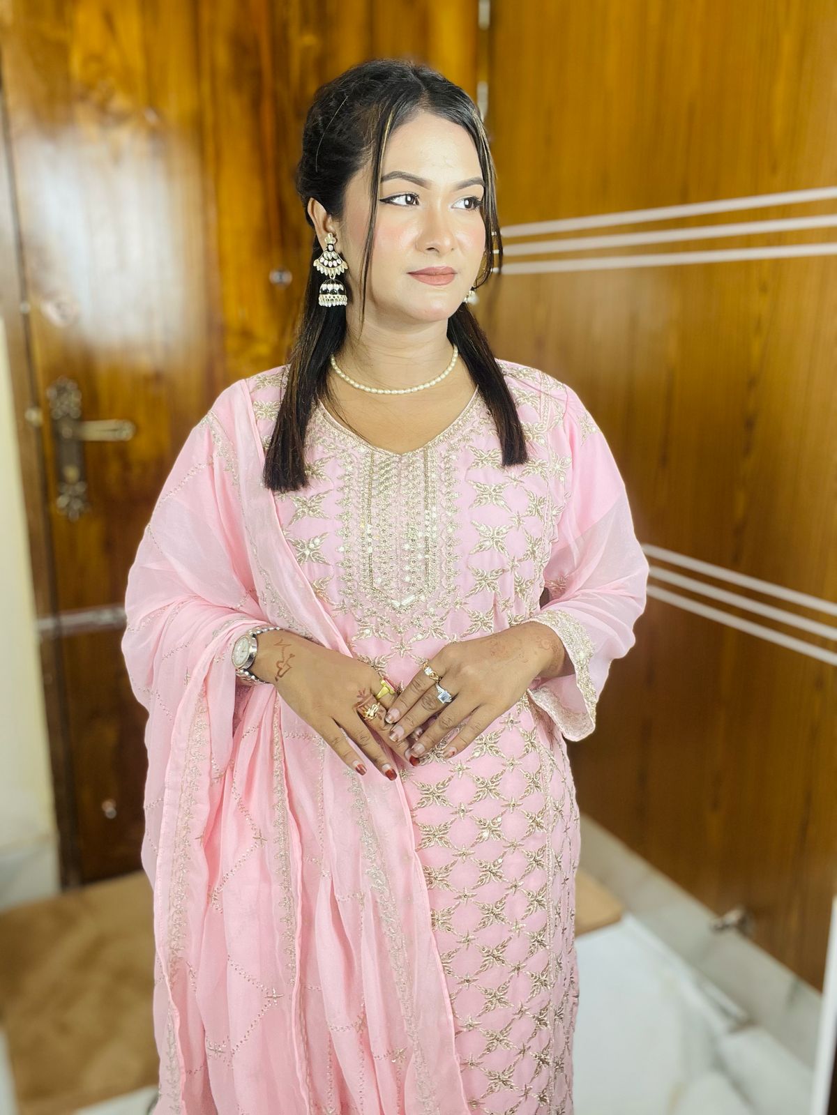 🤍💖🥀 Georgette Embroidery Three Piece🕊️🤍💖