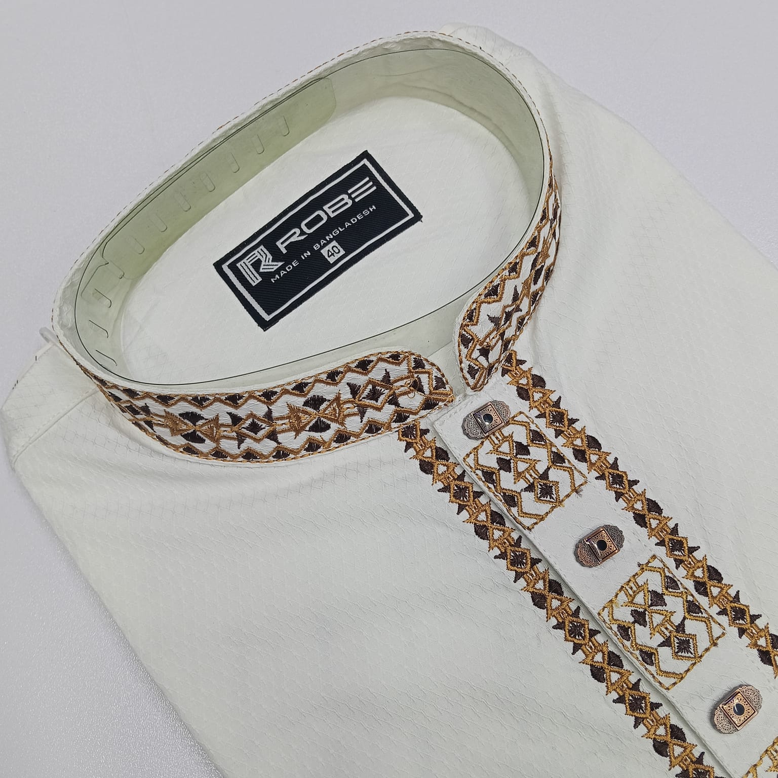 🤍💖 White Embroidered Viscose Panjabi 🤍💖
