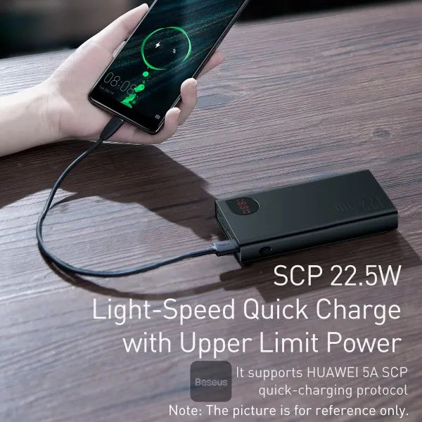 🤍💖 Baseus Adaman 20000mAh 22.5W Metal Power Bank with Digital Display – Black 🤍💖