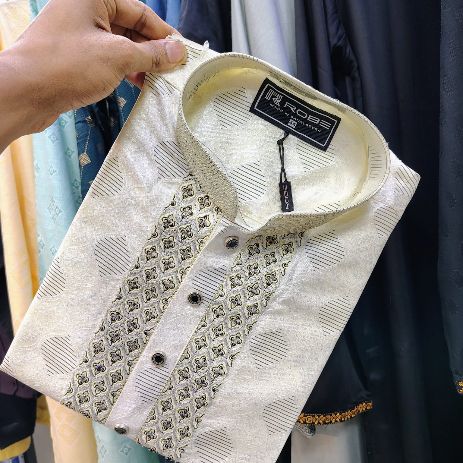 🤍💖Indian Cotton Gorgeous Karchupi Panjabi 🤍💖