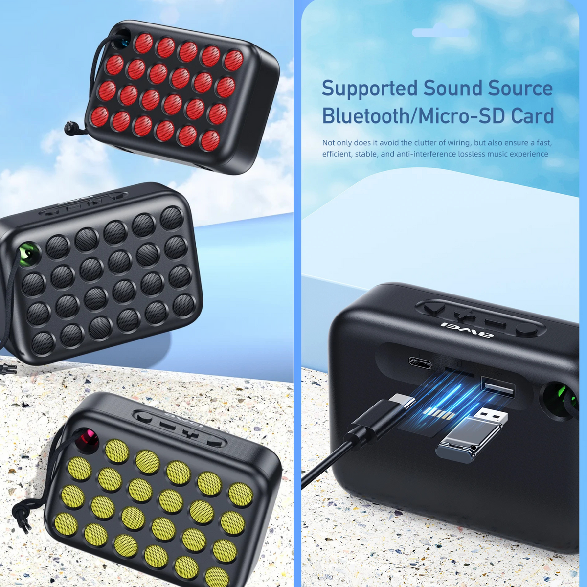 🤍💖 AWEI Y385 Speaker Outdoor Bluetooth Speakers 4W Awei Y385 Portable Wireless Speaker Outdoor Mini Speakers 4W 🤍💖