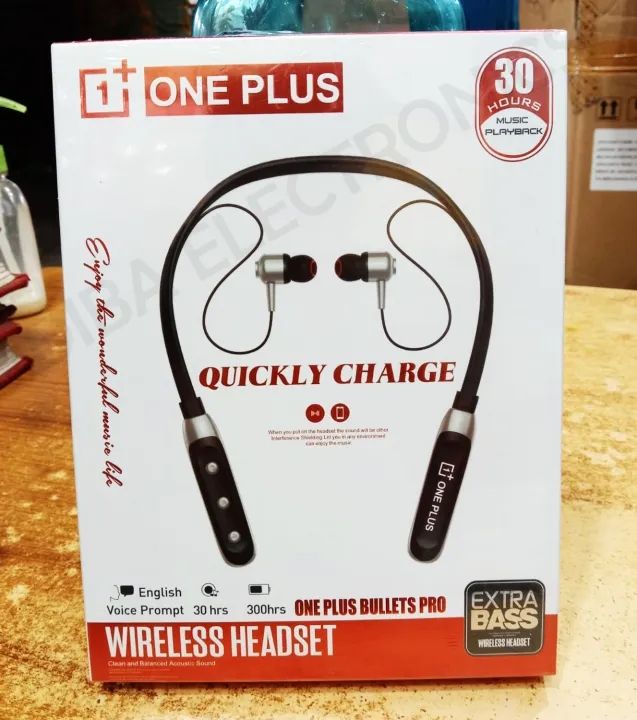 Oneplus Bullets Pro Neckband Bluetooth Earphone 30 Hours Music Playback - Neckband -Wireless Earbud