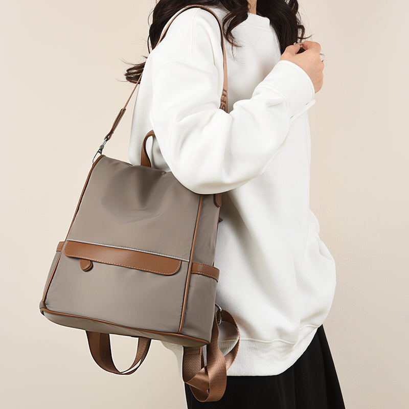 🤍💖 New Design Women Backpack Nylon Waterproof Anti-Theft Travel Backpack (Coffee) 🤍💖