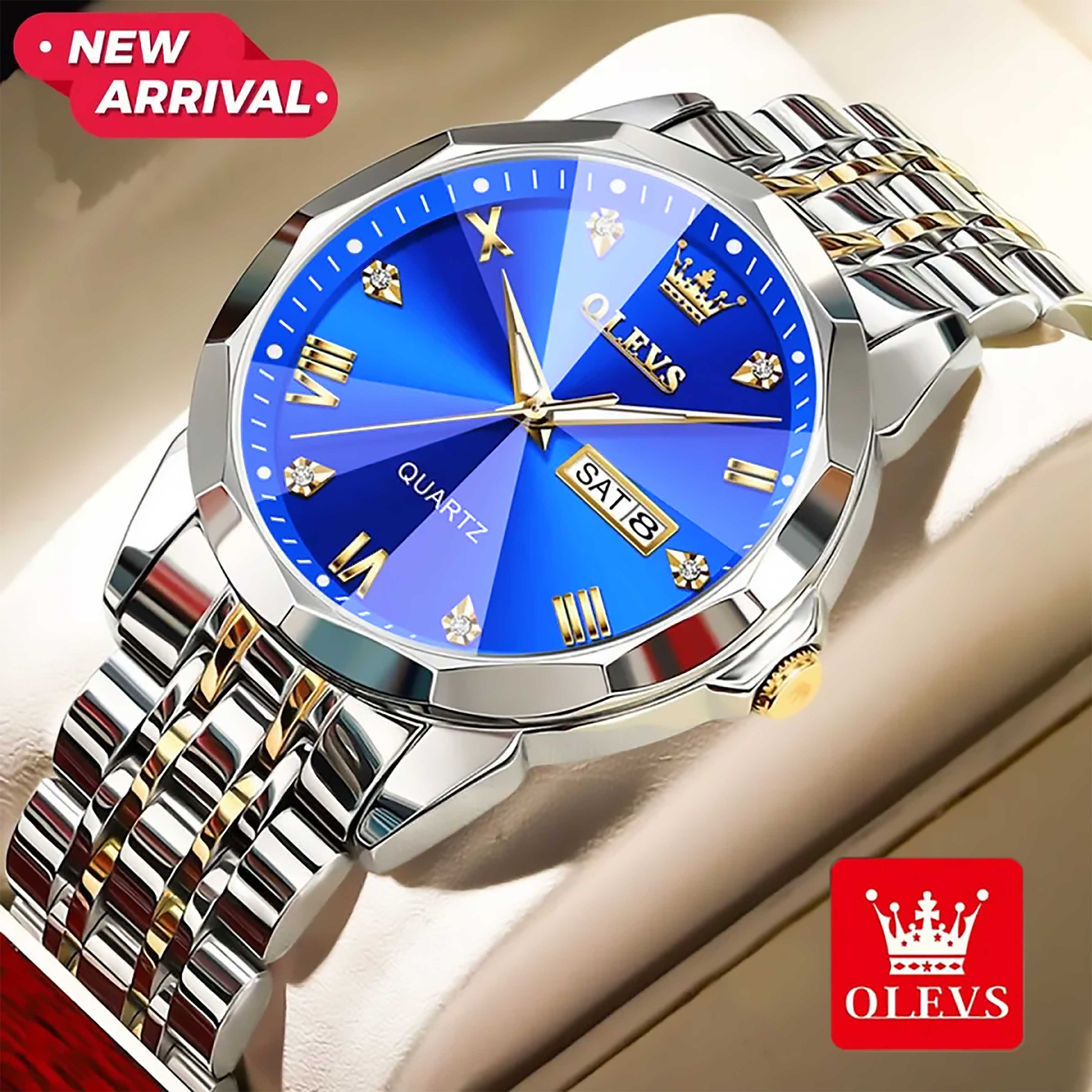 🤍💖 OLEVS 9931G New Exclusive Design Quartz Watch for Men Royal blue 🤍💖