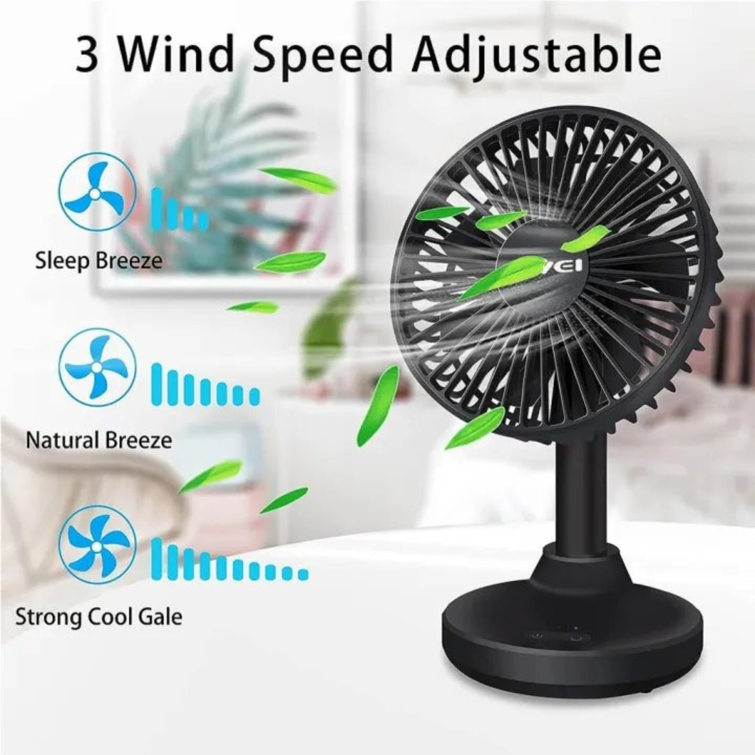 🤍💖 Awei F29 Compact Strong Wind Rechargeable Fan Desktop Silent Fan 🤍💖