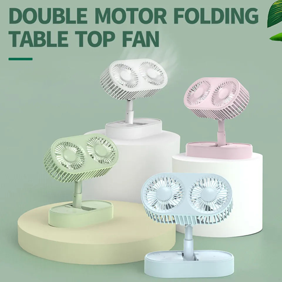 🤍💖 Double Motor Folding Table Top Fan 🤍💖