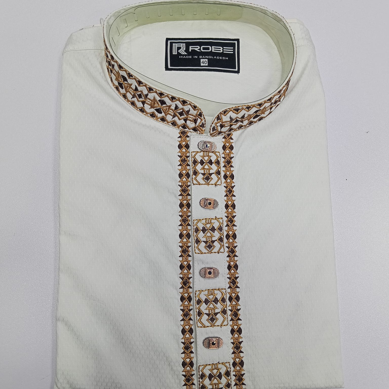 🤍💖 White Embroidered Viscose Panjabi 🤍💖