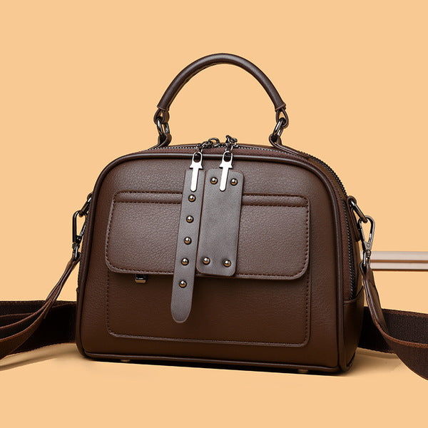 🤍💖 High end ladies' handbag multi-layer large capacity commuting bag (Brown) 🤍💖