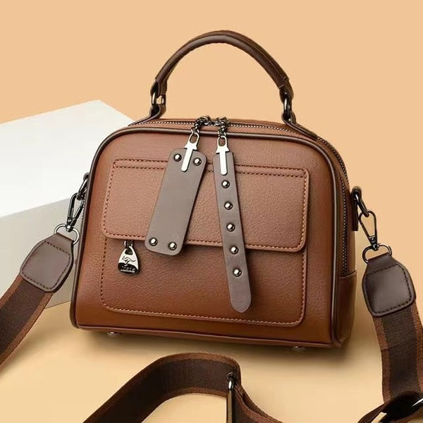 🤍💖 High end ladies' handbag multi-layer large capacity commuting bag (Brown) 🤍💖
