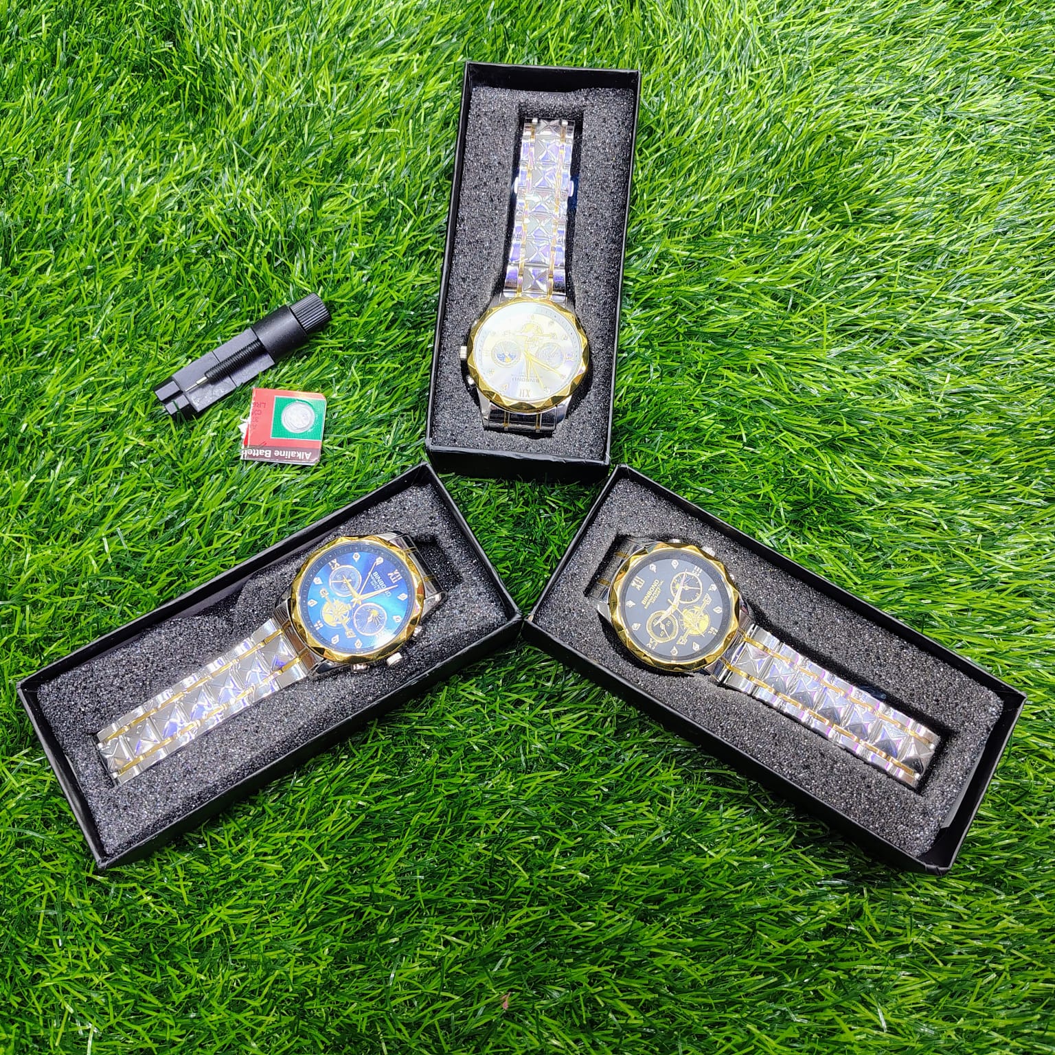 🤍💖 BINBOND B3982 New Style Silver Men Quartz Watch Authentic Stainless Steel Band Date Display Dials Decoration Watch 🤍💖