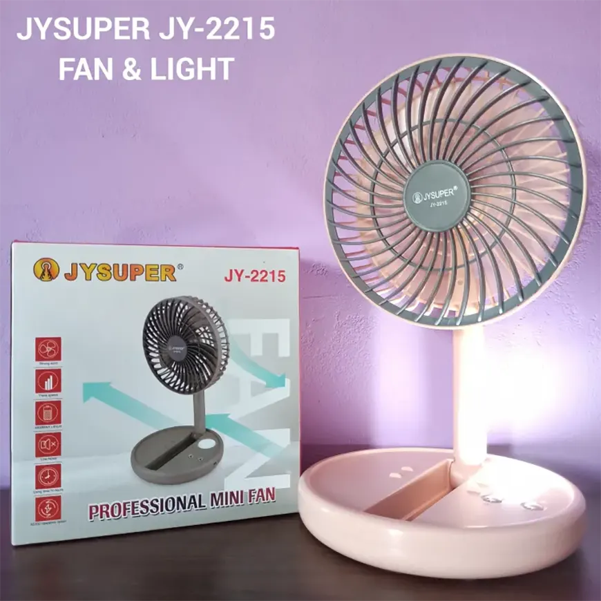 🤍💖 JY-2215 JYSUPER Professional Rechargeable Fan with LED Light 🤍💖