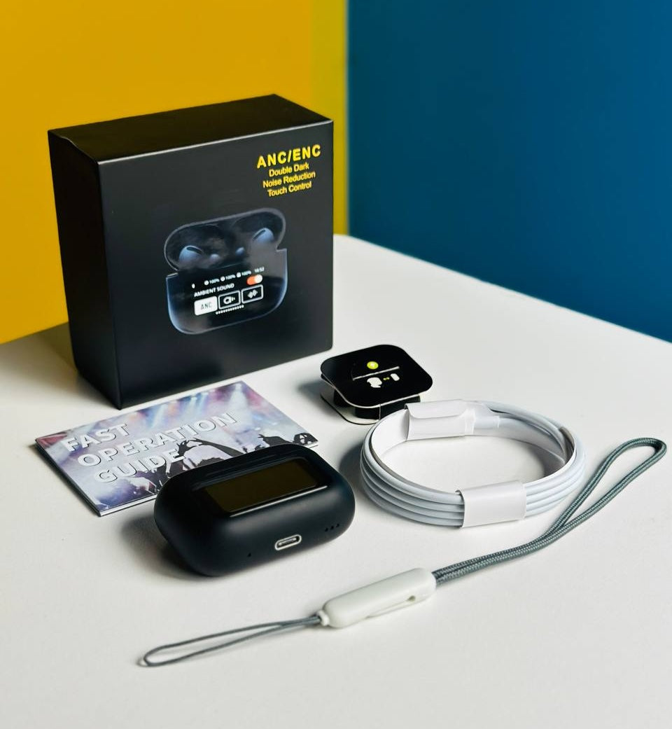 ANC Earbuds Touch Screen Display ( Black )