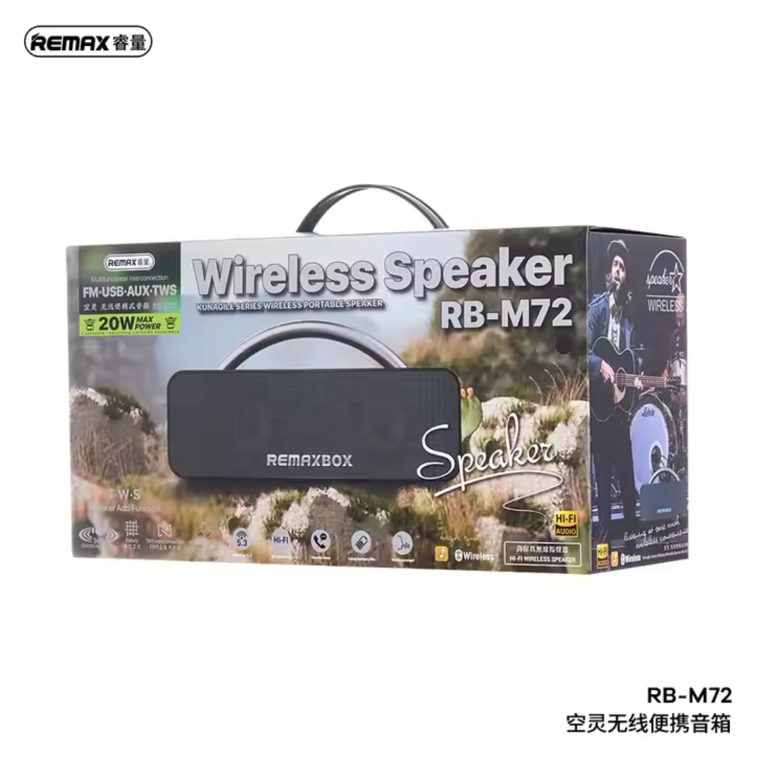 🤍💖 Remax Kunagile Series Rb-M72 Wireless Portable Speaker Outdoor Hifi Professional Sound Quality Dual Bass Bluetooth Speakers 🤍💖
