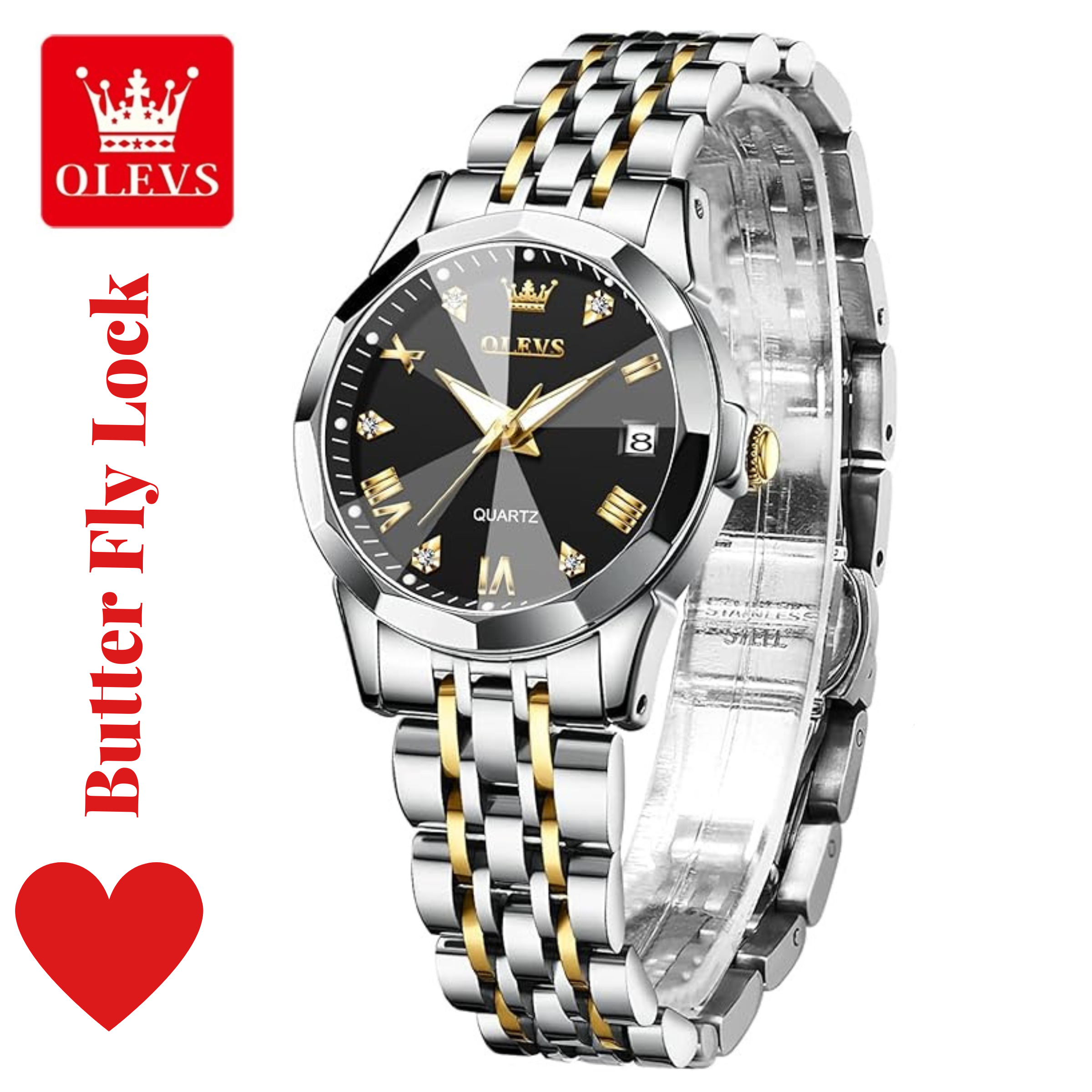 🤍💖 Butter Fly Lock OLEVS Watch for Women Silver 🤍💖