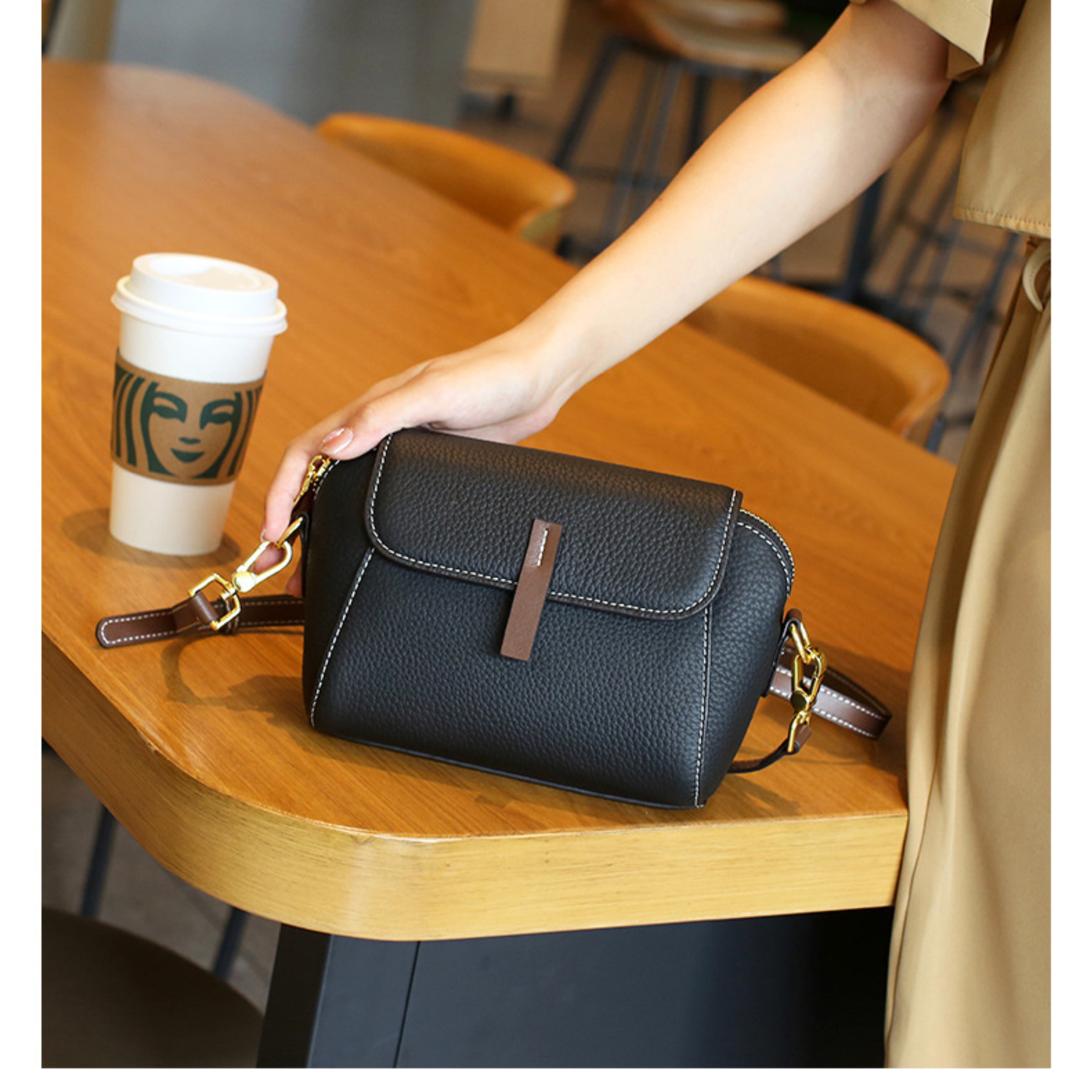 🤍💖 New PU Leather Single Shoulder Niche Light Luxury Women's Bag (Black) 🤍💖
