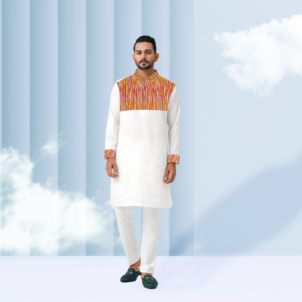 🤍💖 Colors Printed Stylish Semi Logn Panjabi 🤍💖