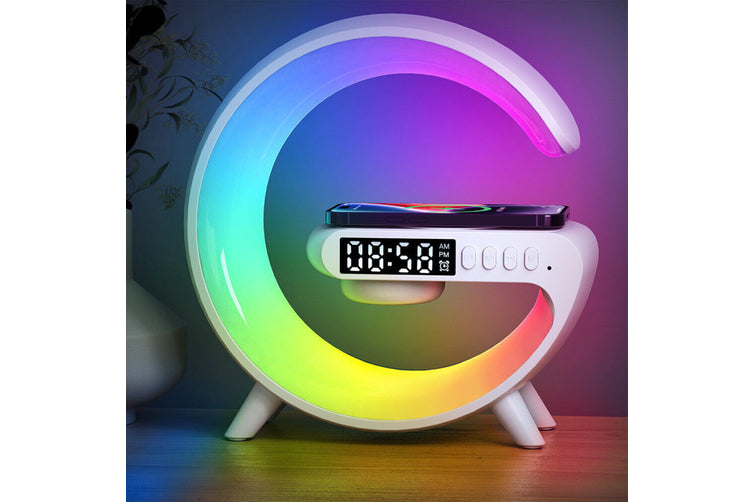 🤍💖 Smart Table Lamp with Wireless Charger, App Control,Sunrise WakeUp Light, RGB Lamp, Clock, Alarm, Mini Bluetooth Speaker, Dimmable Night Light Lamp Alarm Clock G63 🤍💖