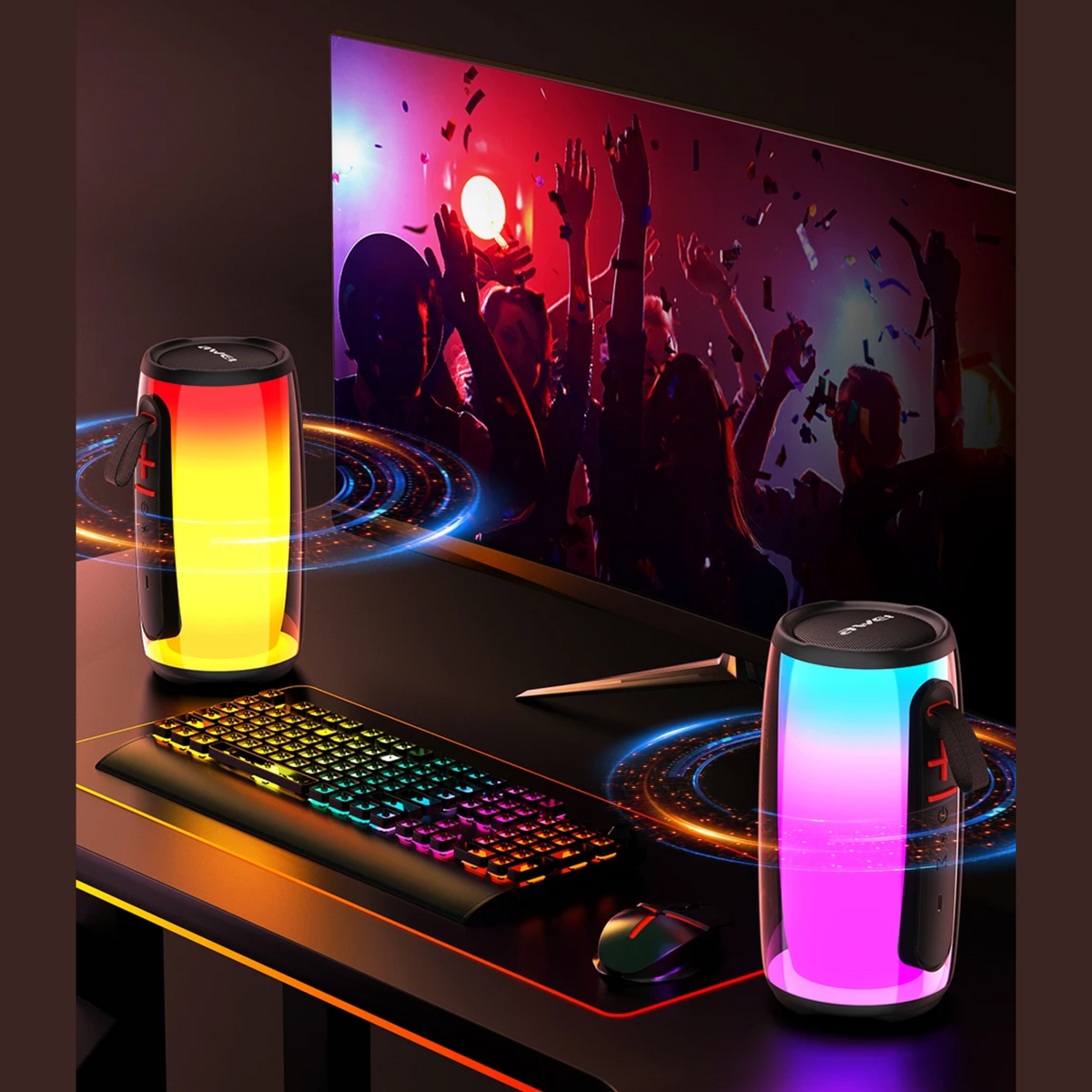 🤍💖 Awei Y528 RGB Light Playback5.3 Bluetooth Speaker ( Six Month Warrenty ) 🤍💖