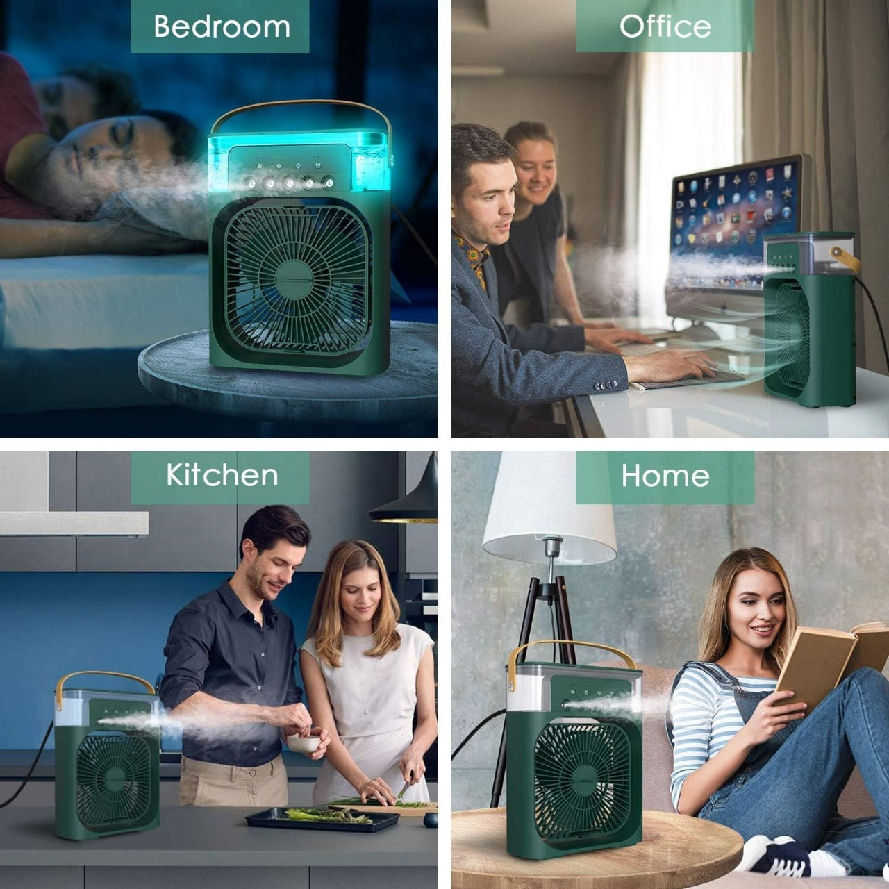🤍💖 3 In 1 Air Cooling USB Fan with LED Night Light Water Fan 🤍💖
