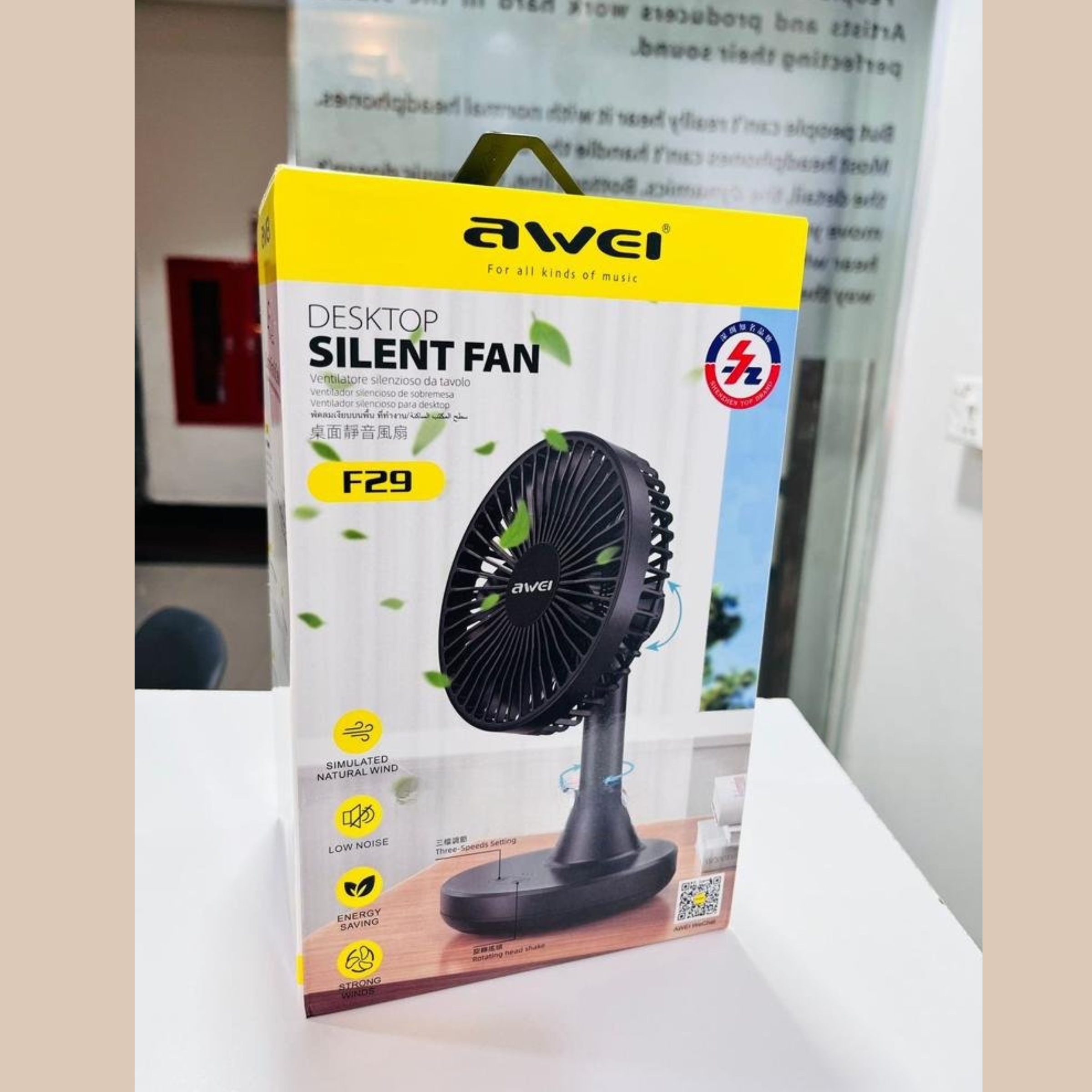 🤍💖 Awei F29 Compact Strong Wind Rechargeable Fan Desktop Silent Fan 🤍💖