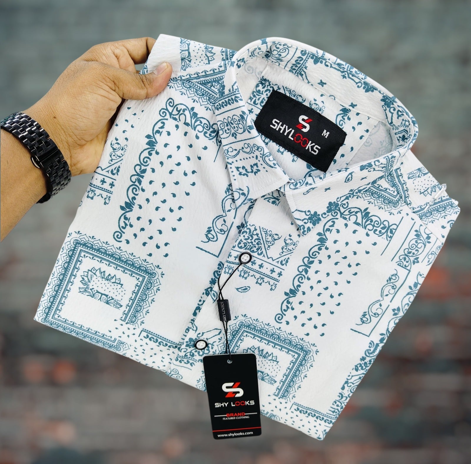 🤍💖 Luxury Popcorn Half Sleeve Print Shirt- Shy Looks 🤍💖