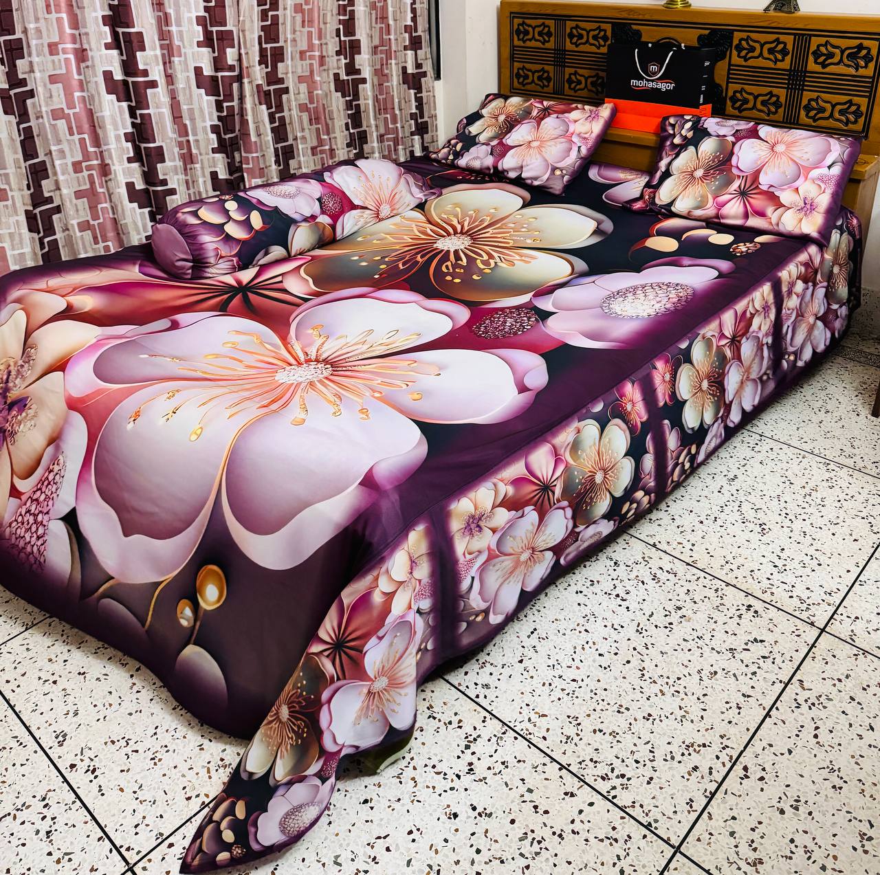 🤍💖 China Premium 3D Design Bed Sheet 🤍💖