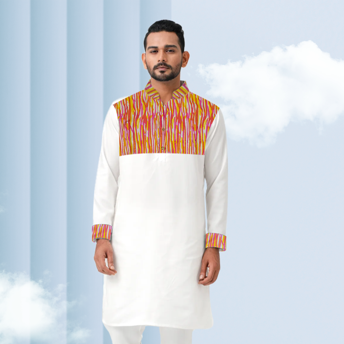 🤍💖 Colors Printed Stylish Semi Logn Panjabi 🤍💖