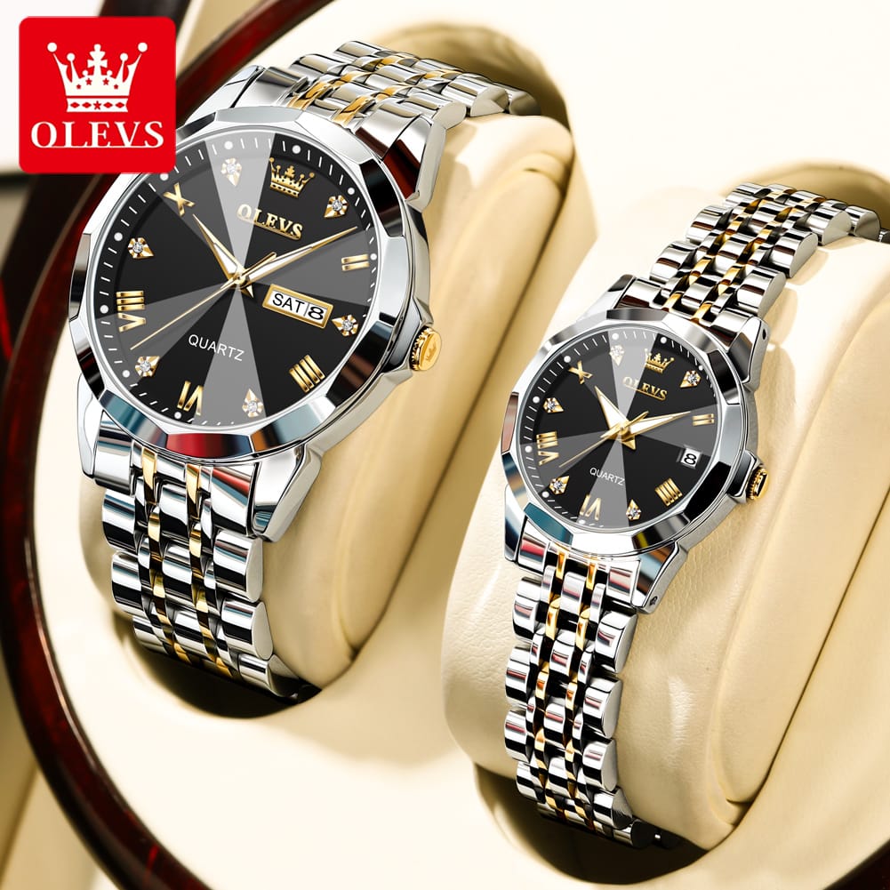 🤍💖 Butter Fly Lock Olievs Stainless Steel fashionable Couple watches +1pcs chain cutter+ 2 pcs battery 🤍💖