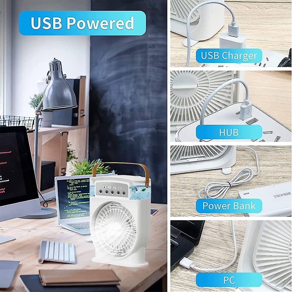 🤍💖 A3 In 1 Air Cooling USB Fan with LED Night Light Water Fan 🤍💖