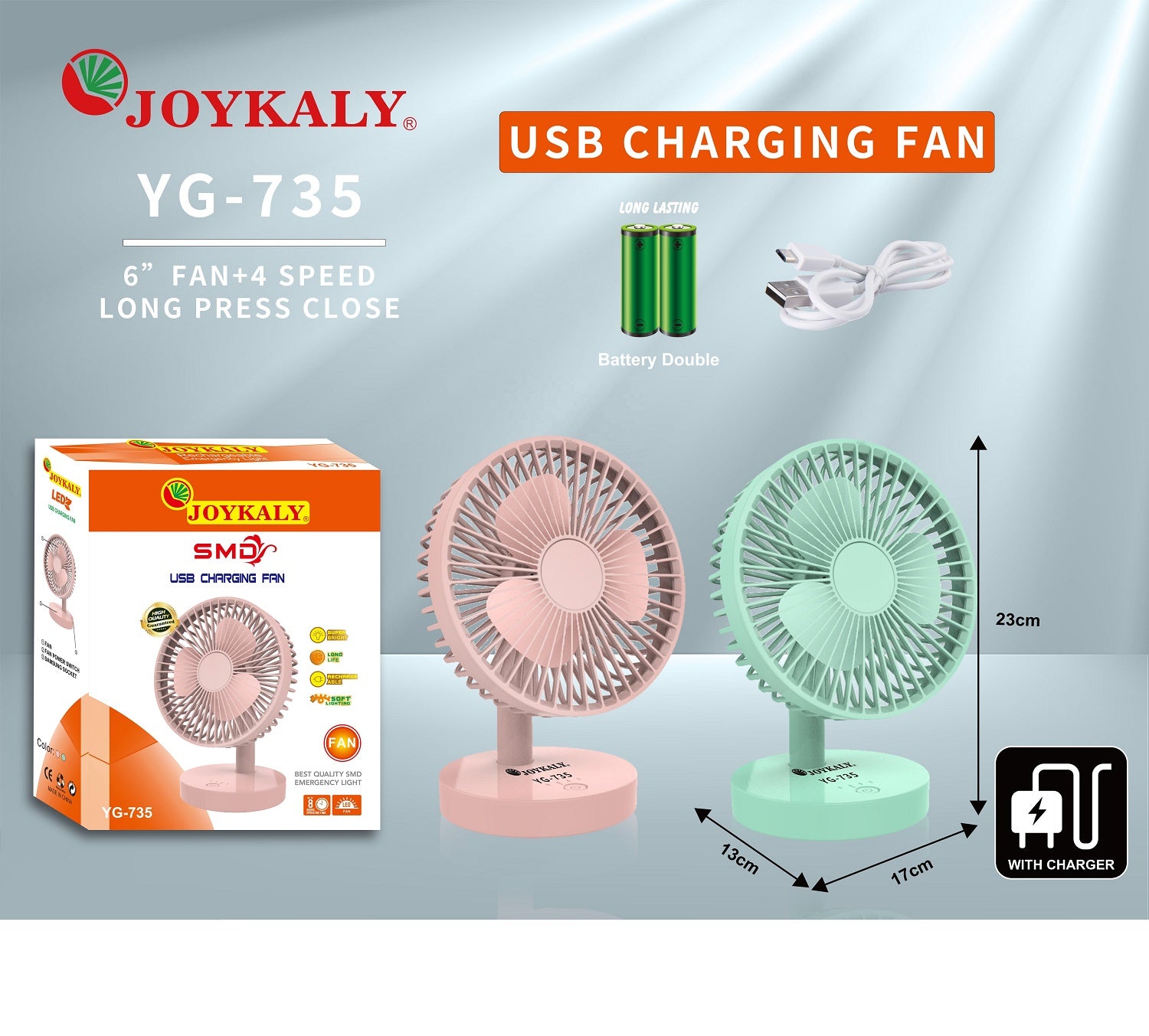 🤍💖 Joykaly YG-735 Rechargeable Multiple Modes Portable Desk / Table Fan 🤍💖