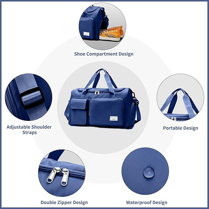🤍💖 Fashionable Large Capacity Travel & Gym Bag - Blue 🤍💖