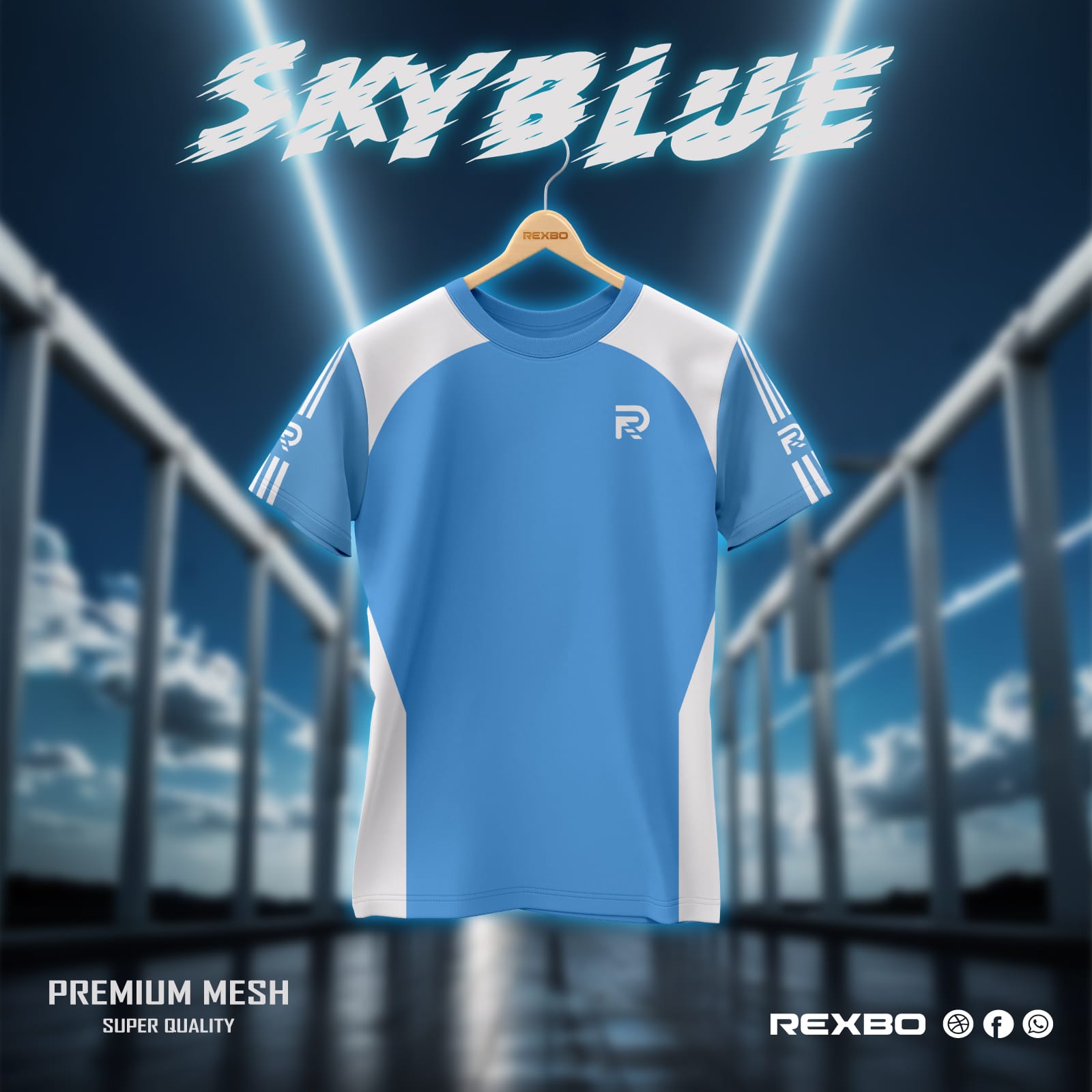 🤍💖 SKY BLUE PREMIUM MESH টি-শার্ট 🤍💖